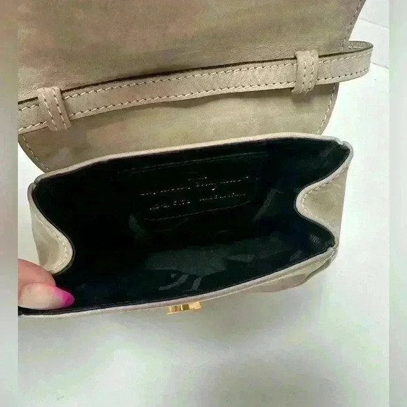 Authentic Salvatore Ferragamo Gancini Beige Suede Crossbody Bag w/COA - Picture 11 of 16